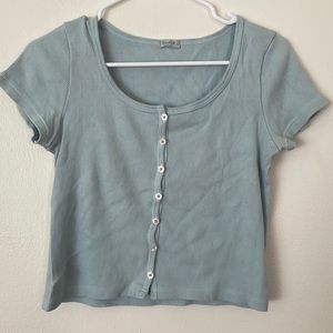 Pacsun john Galt buttons down baby tee robin blue color